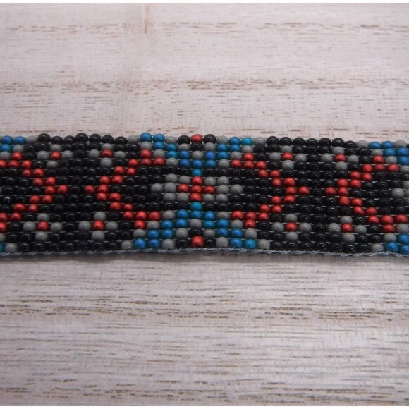 Loom Beaded Bracelet Black, Maroon & Teal - Picture 3 of 4